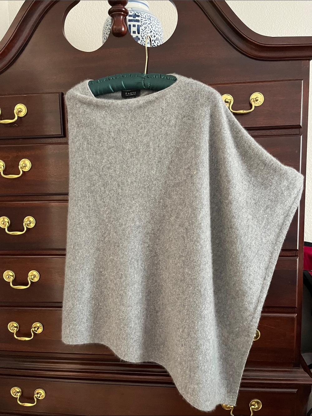 Forte 100% Cashmere Asymmetrical Poncho Wrap
